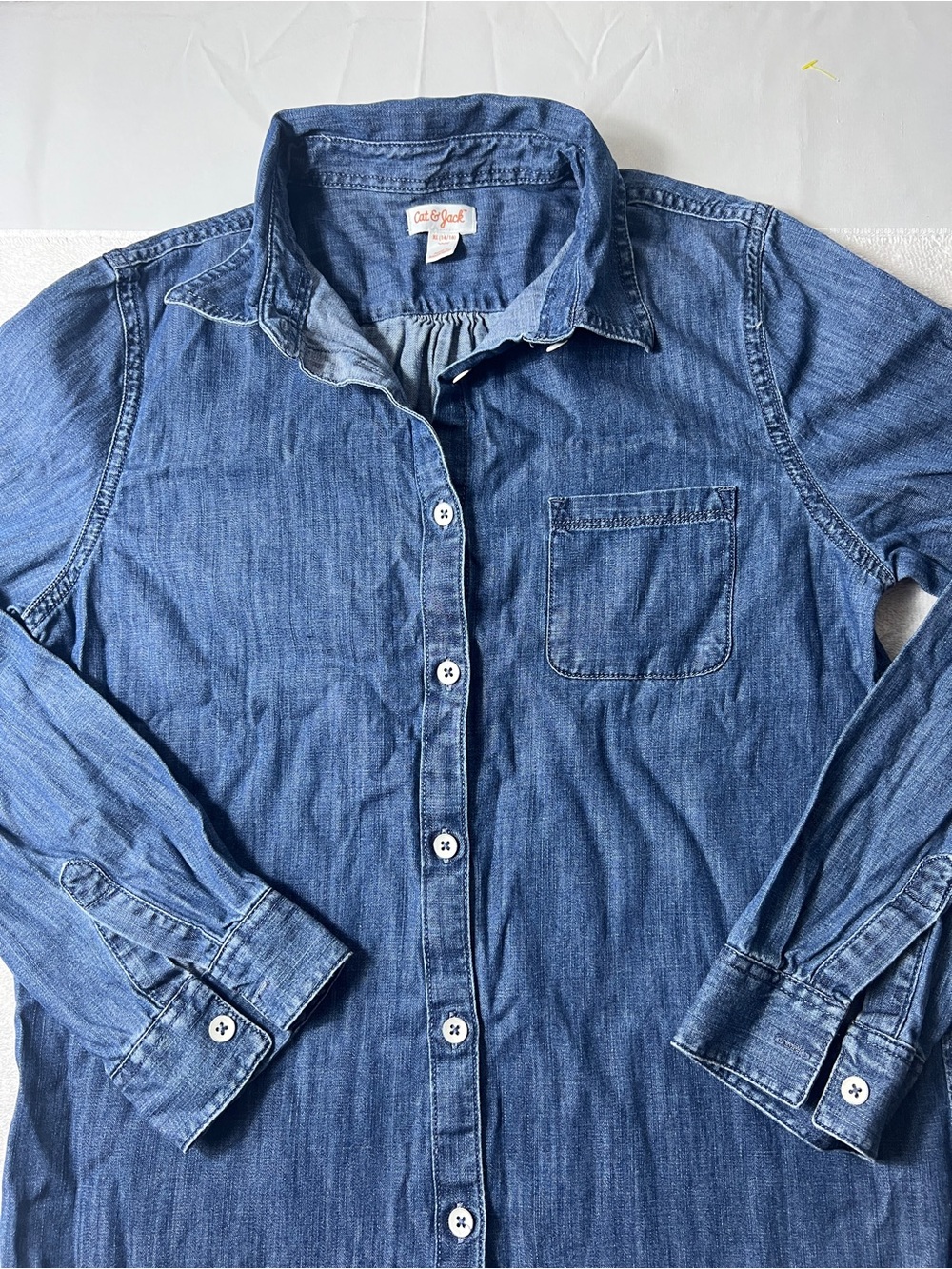 Cat & Jack Indigo Denim Button-Down Shirt SIZE 12-14